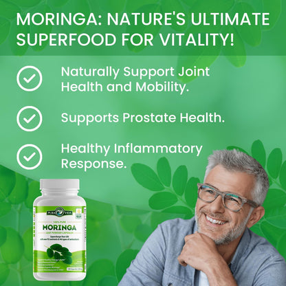 Moringa Leaf Powder Capsules Pura Vida 500mg (120 Capsules)